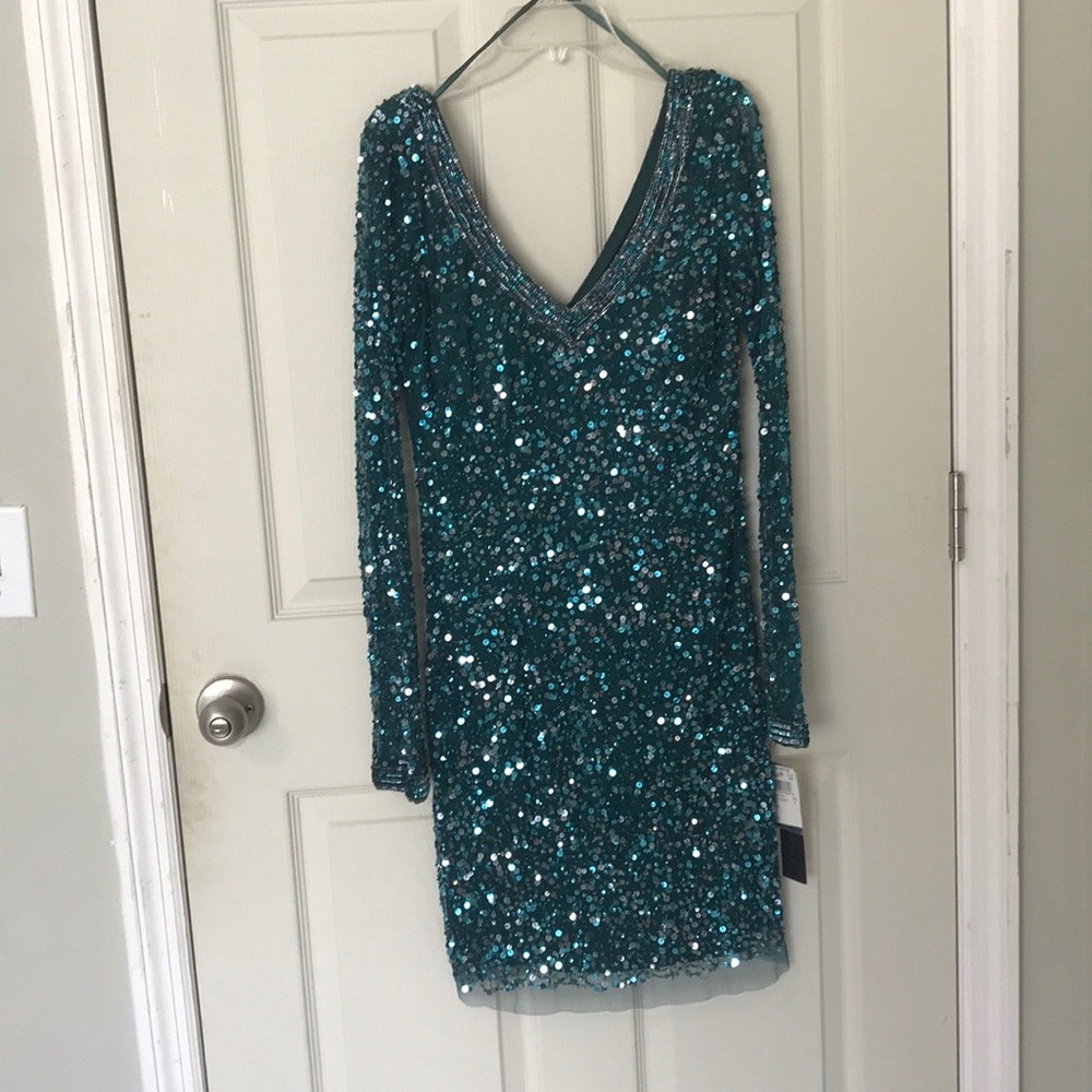 NYE dress Aqua sequin dress